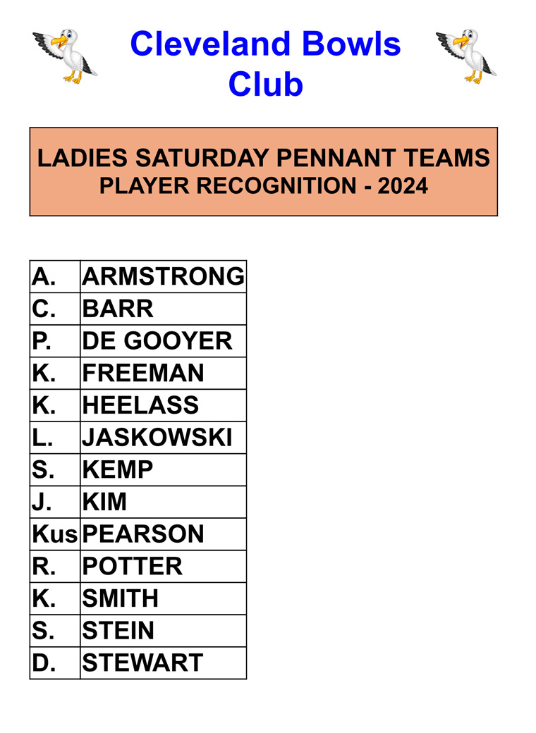 Ladies Saturday Morning Competition Player Recognition 2024 Flyer