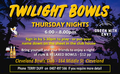 No Twilight Bowls this Thursday 25th Due to ANZAC Day
