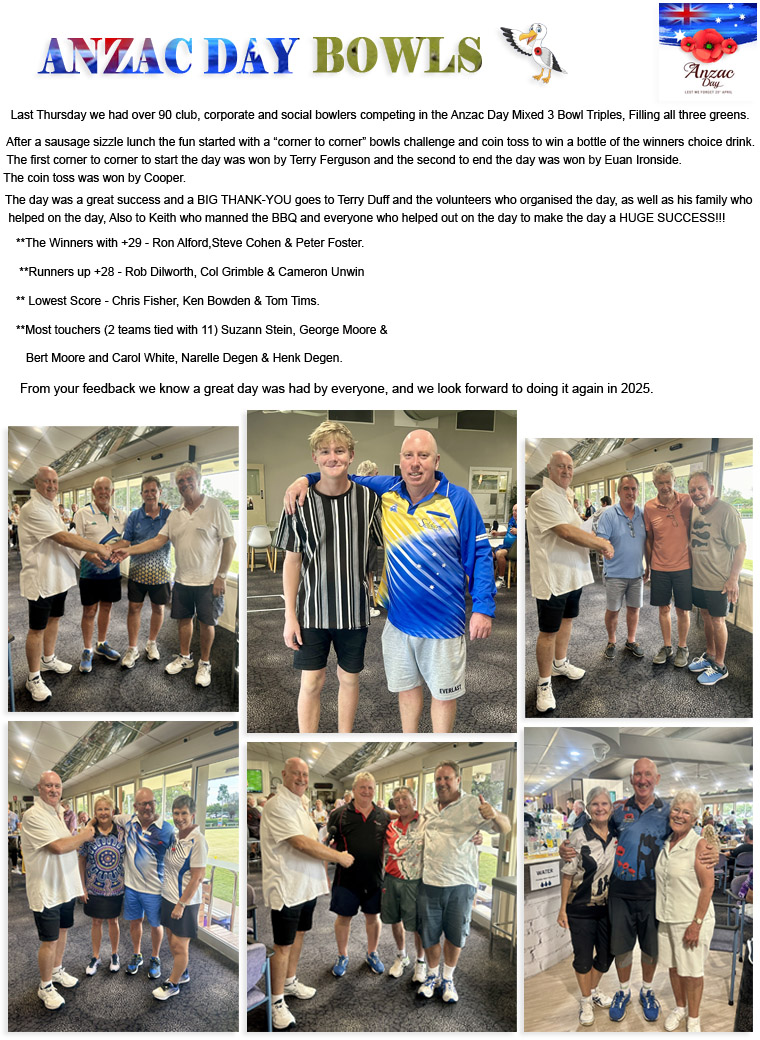 ANZAC Day Bowls 2024 Photos