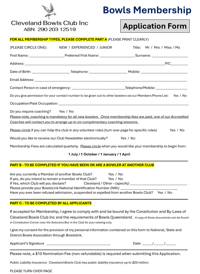 Membership Application Forms